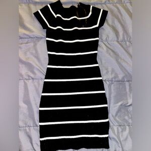 Black and white strips dress.